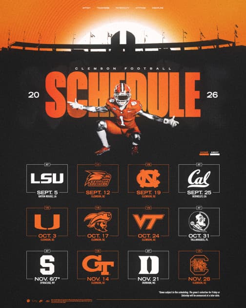 Clemson Announces 2026 Football Schedule - Clemson Tigers