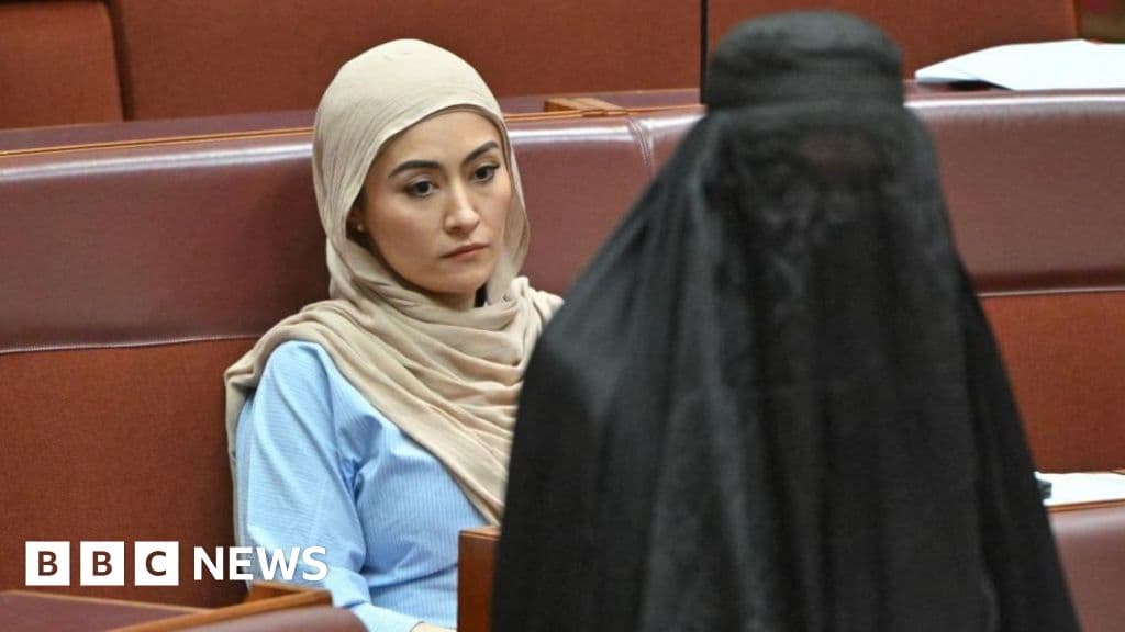 Australia senator condemned for burka stunt in parliament - BBC