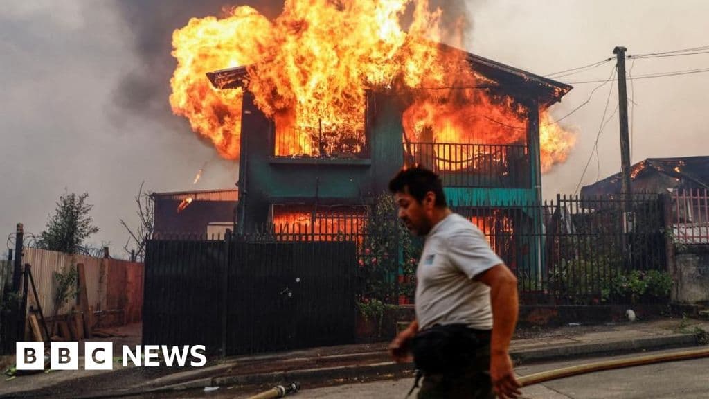 Deadly Chile fires trigger state of catastrophe in Ñuble and Biobío regions - BBC