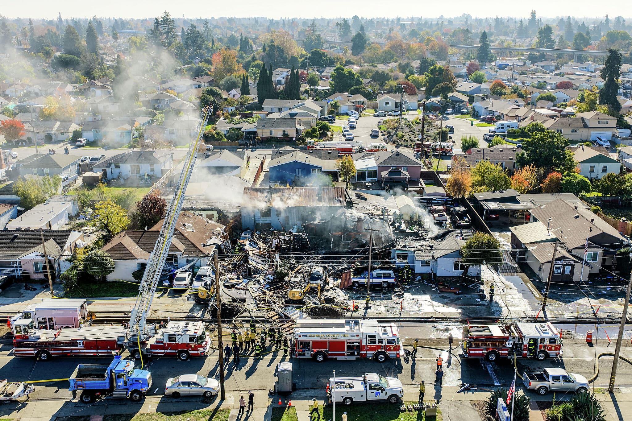 Six injured in Hayward explosion after construction crew strikes gas line - San Francisco Chronicle